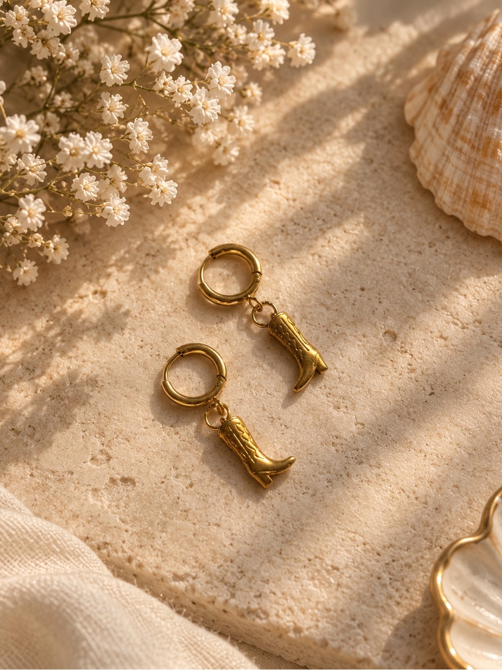 Gold Cowboy Boot Hoop Earrings - Women Accessories